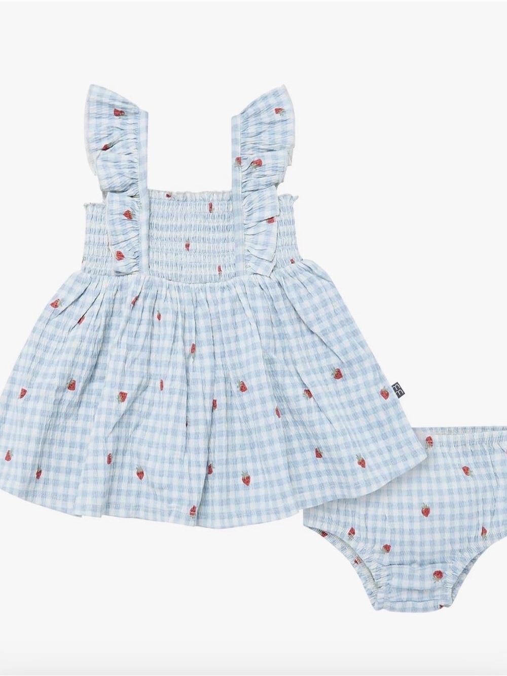 Baby Girls' Blue Gingham Ruffle Dress with Diaper Cover